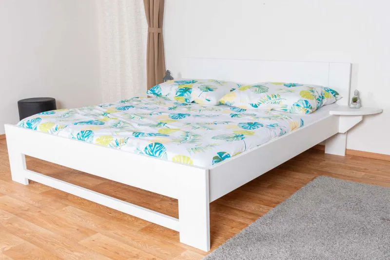 Lit pour adolescent blanc en hêtre massif 110 | 180 x 200 cm | Sommier à lattes inclus | Robuste et élégant