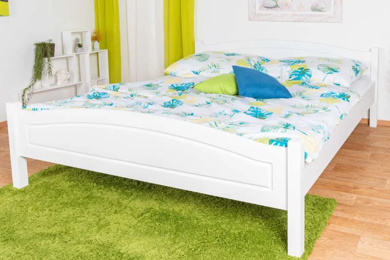 Lit pour adolescent blanc en pin massif 112 | 180 x 200 cm | Sommier inclus | Montage rapide | Design moderne