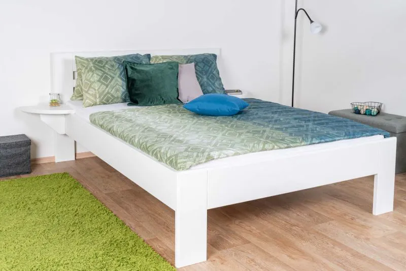 Lit enfant blanc | Lit junior robuste en hêtre massif 114 | Sommier inclus | 140 x 200 cm
