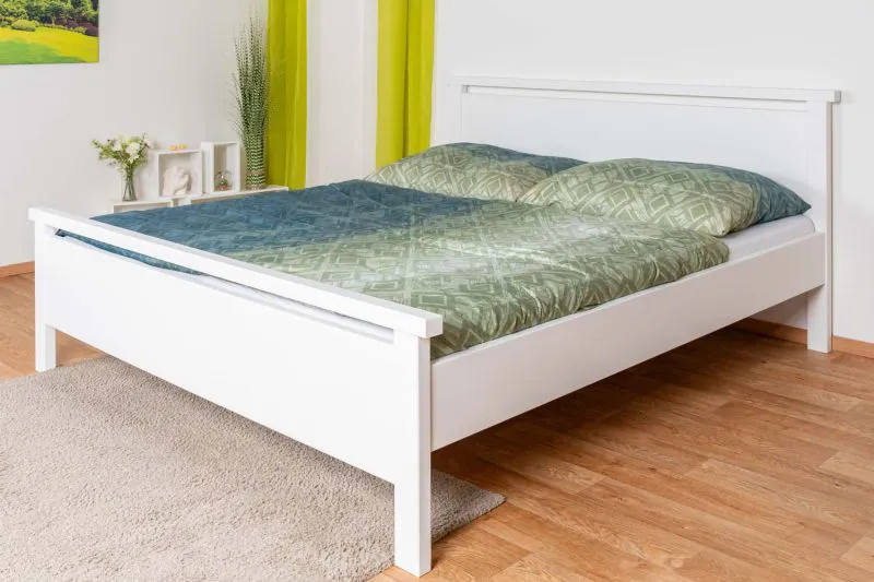 Lit junior moderne en pin massif 69 | Blanc | 180 x 200 cm | Sommier inclus | Haute stabilité