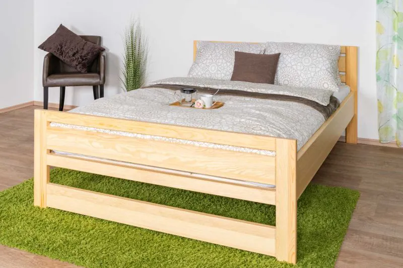 Lit enfant/adolescent en pin massif naturel 71 | 140 x 200 cm | Design moderne | Sommier inclus