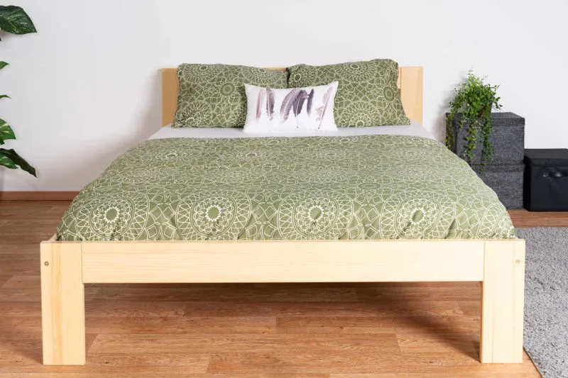 Lit simple / lit d'appoint en bois de pin massif, naturel 73, sommier à lattes inclus - Dimensions 140 x 200 cm