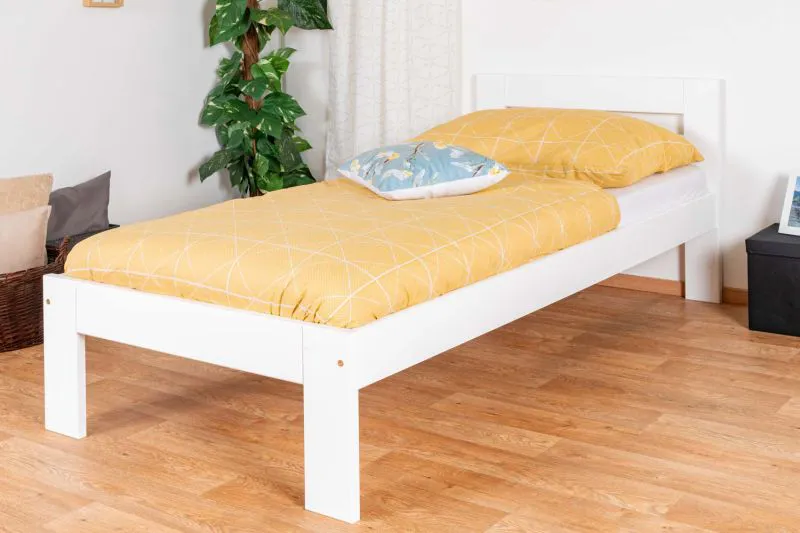 Lit enfant blanc | Lit junior moderne en pin massif 74 | Sommier inclus | 90 x 200 cm | Haute qualité