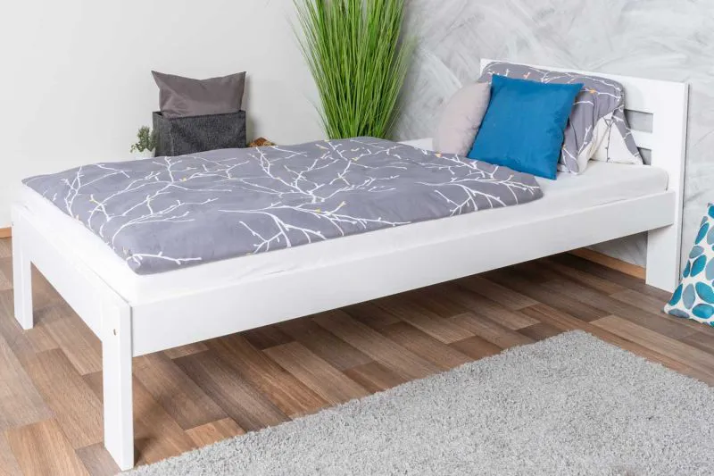 Lit enfant et adolescent blanc | Pin massif 74 | Sommier inclus | Couchage 100 x 200 cm | Montage facile | Stable et robuste