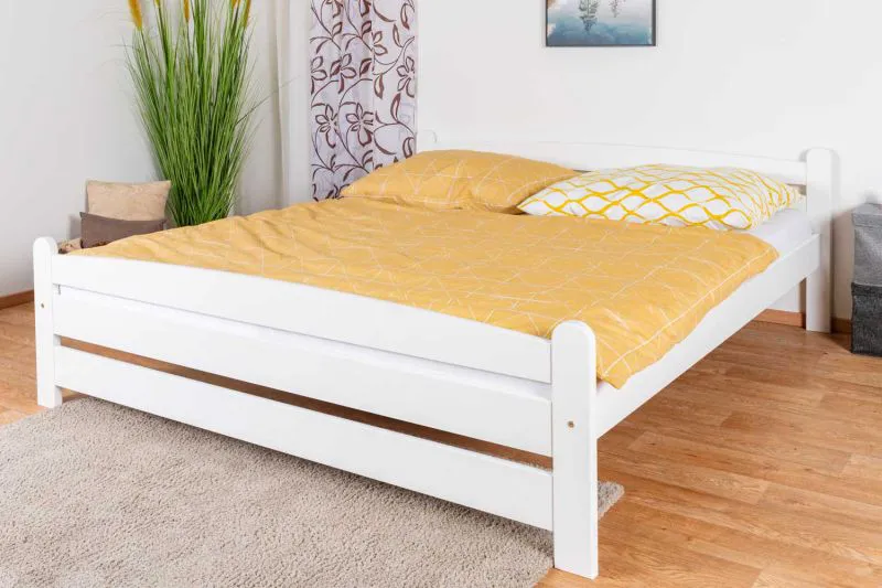 Lit junior blanc en pin massif 83 | 180 x 200 cm | Sommier inclus | Design moderne | Robuste et facile à assortir