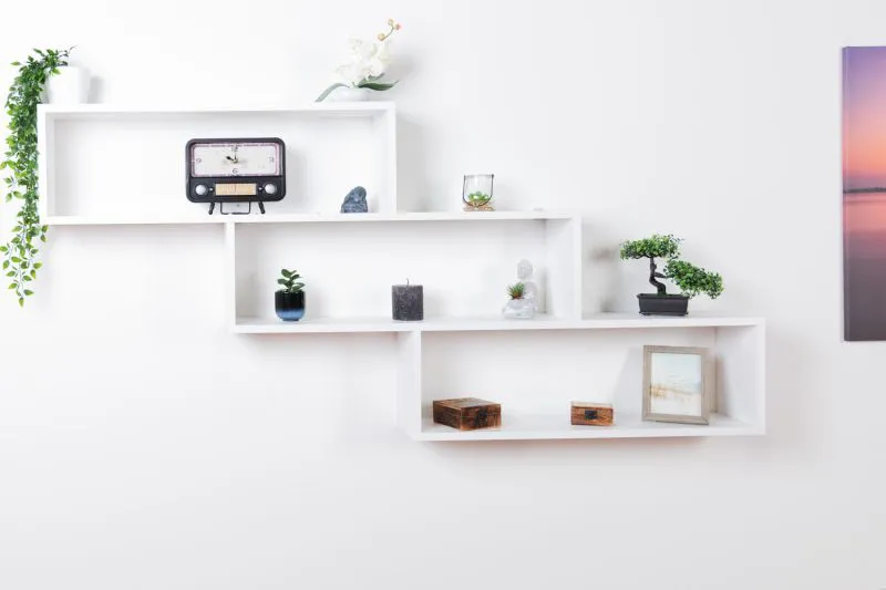 Étagère murale en pin massif blanc | Junco 280 | 85 x 180 x 20 cm | Design moderne