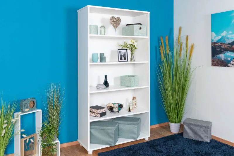 Étagère en pin massif laqué blanc | Junco 50A | 195 x 100 x 42 cm