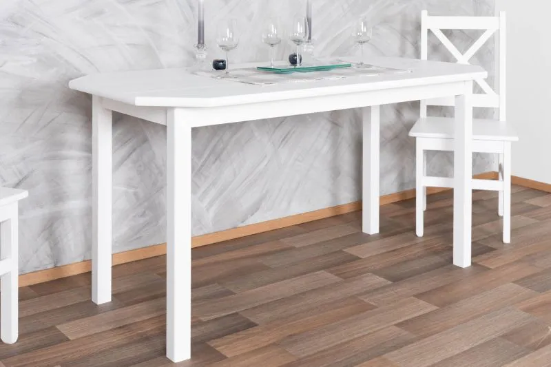 Table à manger pin massif blanc Junco 230B | 75 x 150 cm | Design moderne élégant | Finition soignée