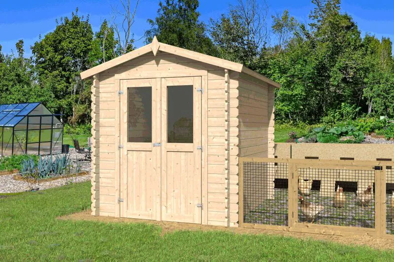 Abri de jardin Krimml - 2,12 x 2,30 mètres en madriers de 19 mm, toit en bois massif et carton bitumé inclus