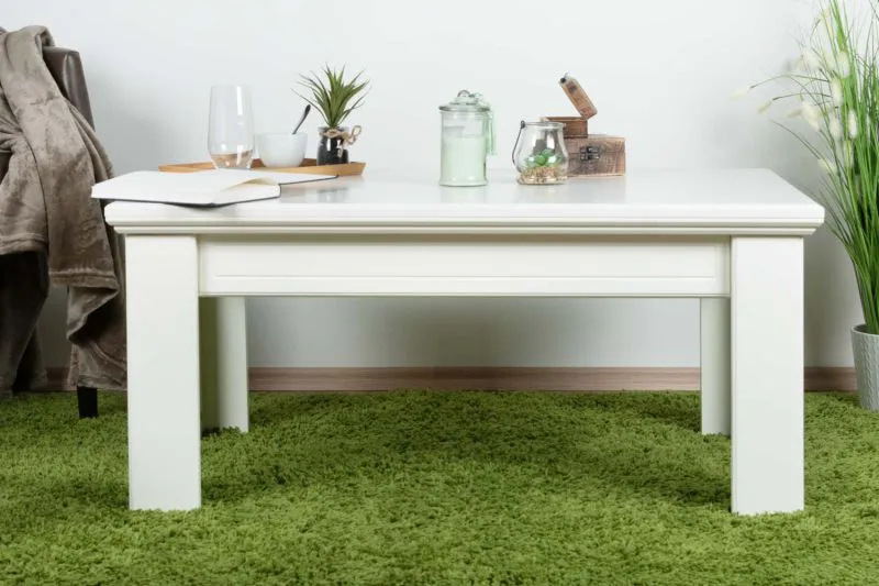 Table basse design Falefa 09 ivoire | 102 x 65 x 45 cm | Style contemporain, MDF robuste
