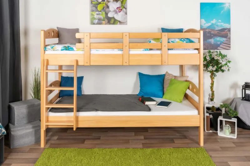 Lits superposés pour adultes "Easy Premium Line" K19/n, tête et pied de lit ajourés, hêtre massif naturel - 90 x 190 cm (l x L), séparable