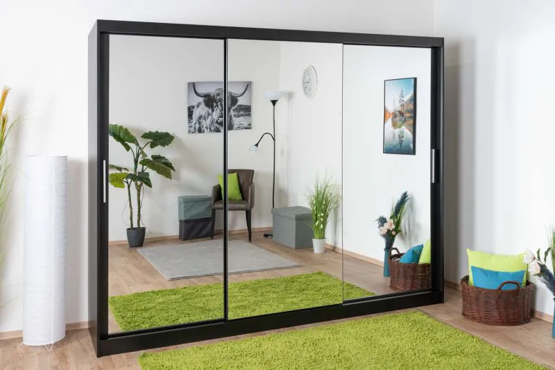 250 cm de large Armoire avec 10 casiers et 3 portes | Couleur: Noir Abbildung