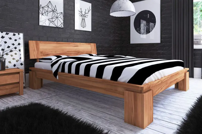 Bois massif Lit | 200 x 200 cm | Coeur de hêtre | Huilé | Naturel Abbildung