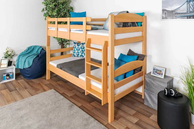 Bois massif Lit superposé pour enfants et adolescents | Dimension du matelas: 90 x 190 cm | Laqué Naturel | convertible en 2 lits simples | Qualité premium | Incl. Sommier à lattes déroulable Abbildung