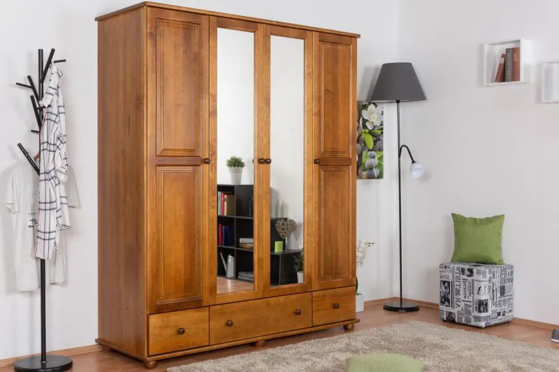 Armoire avec mirroir, Pin Bois massif Chêne rustique - Dimensions: 195 x 162 x 60 cm (H x L x P) Abbildung