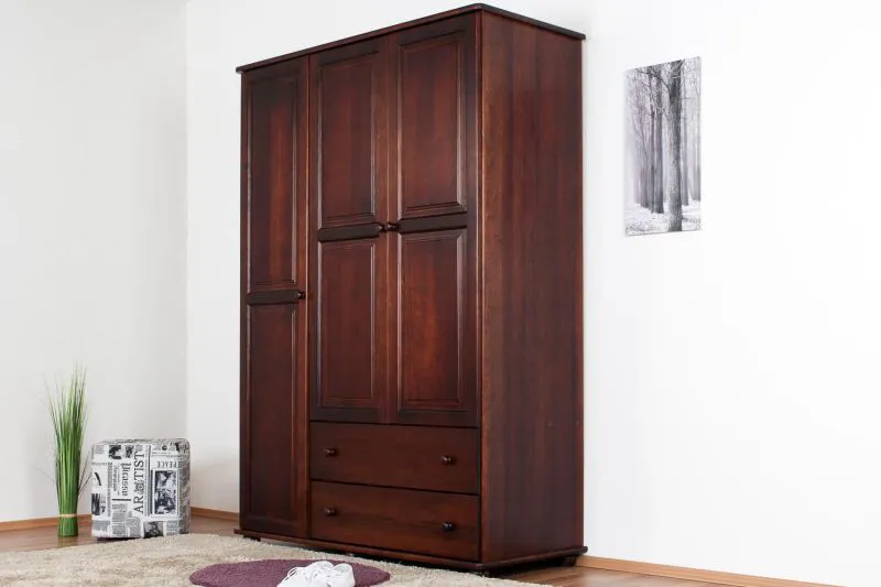 Armoire de vestiaire Pin Bois massif massif, Noix - Dimensions: 195 x 135 x 59 cm (H x L x P) Abbildung