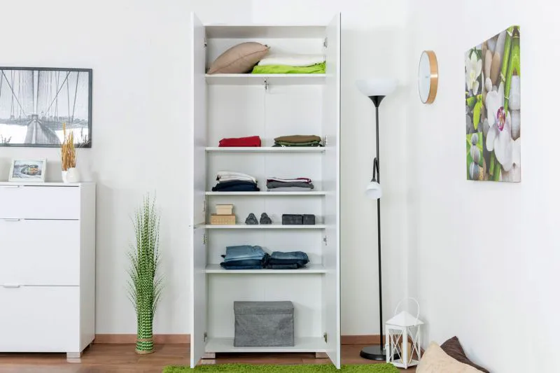 Étroite 80 cm de large Armoire avec 2 portes | Couleur: Blanc Abbildung