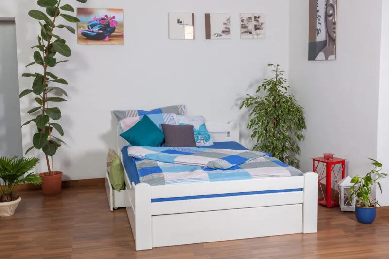 Bois massif Lit Hêtre 140 x 200 cm Blanc Abbildung