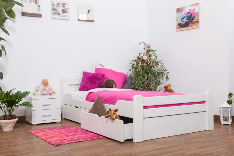 Blanc Hêtre Lit 120 x 200 cm Blanc massif Abbildung