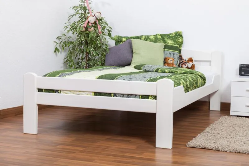 Bois massif Cadre de lit Hêtre 120 x 200 cm Blanc Abbildung