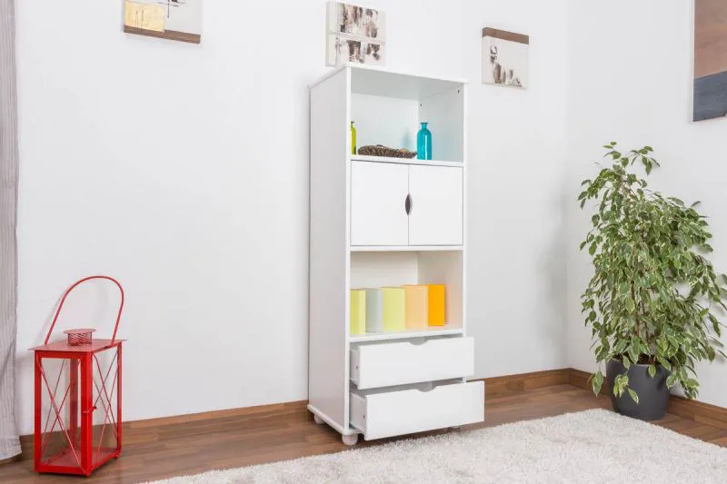 Étagère - 60 cm de large, Pin Bois-massif, Couleur: Blanc Abbildung