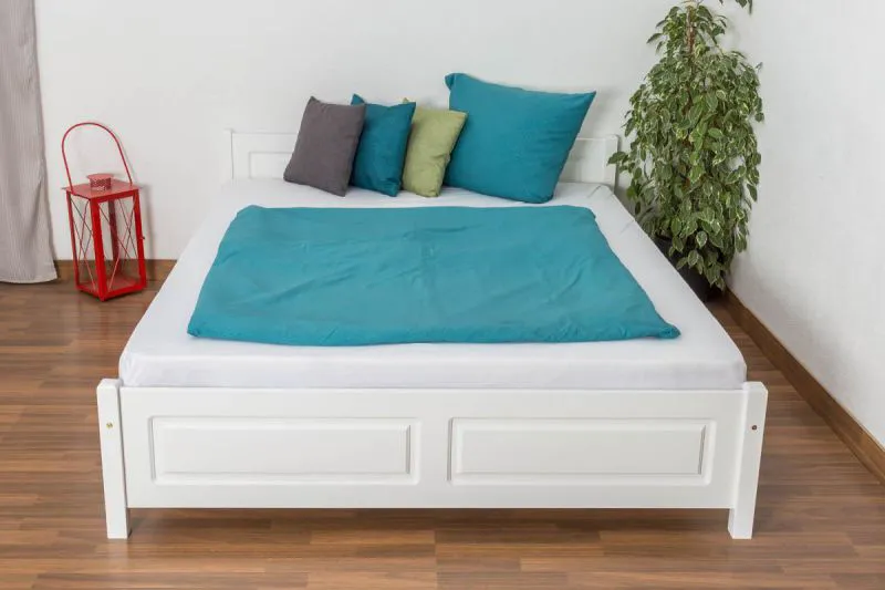 Bois massif Cadre de lit Pin 160 x 200 cm Blanc Abbildung