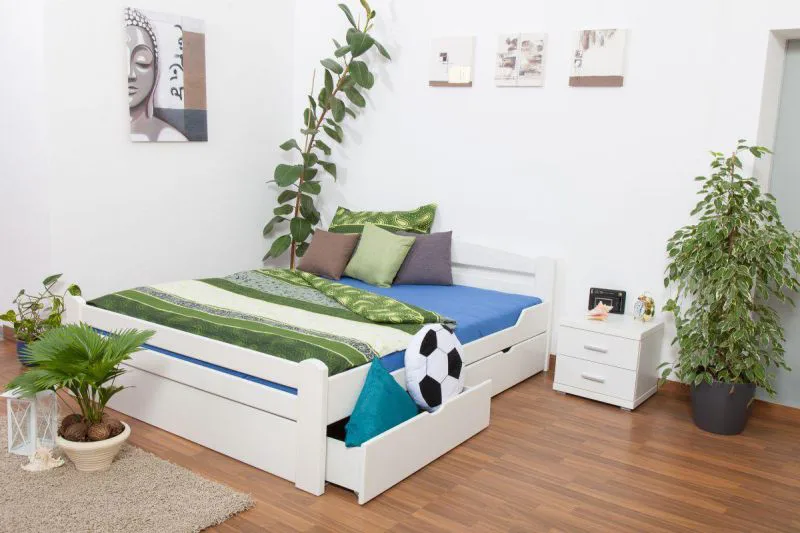 Blanc Hêtre Lit 180 x 200 cm Blanc Abbildung