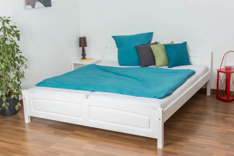 Bois massif Lit Pin 180 x 200 cm Blanc Abbildung