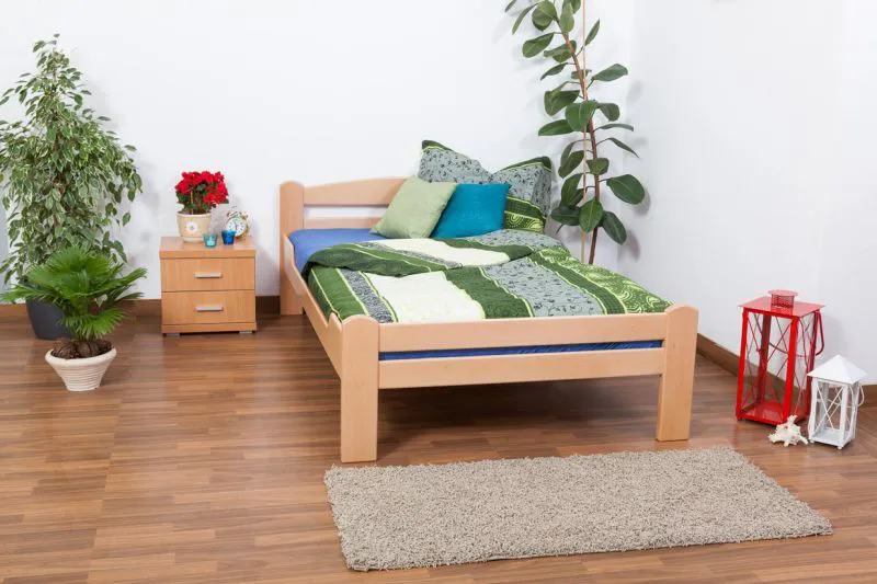 Bois massif Lit Hêtre 120 x 200 cm Naturel avec sommier à lattes Abbildung