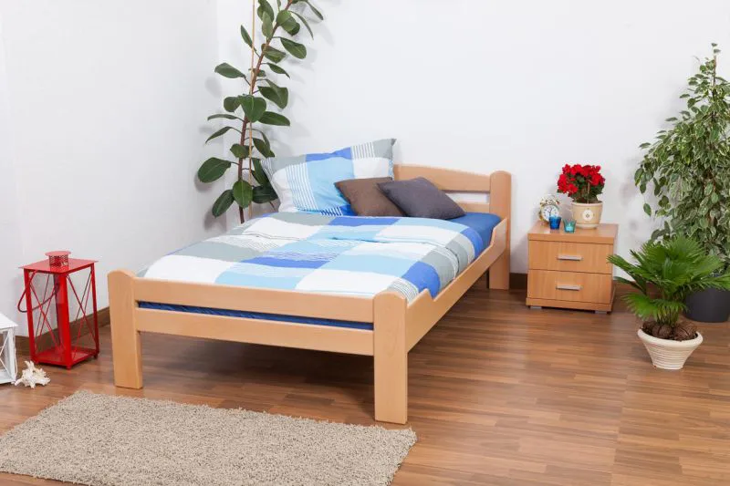 Lit en bois 120 x 200 cm Hêtre massif Naturel avec sommier à lattes Abbildung