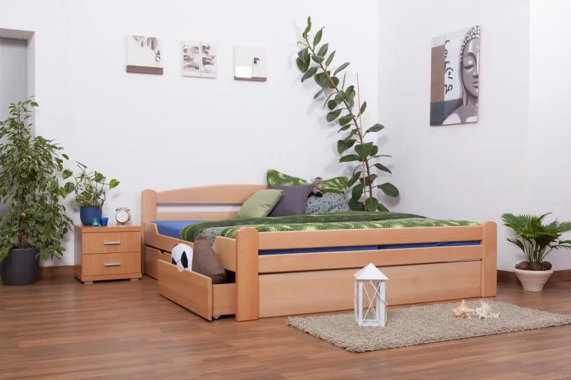 Lit en bois 180 x 200 cm Hêtre massif Naturel Abbildung