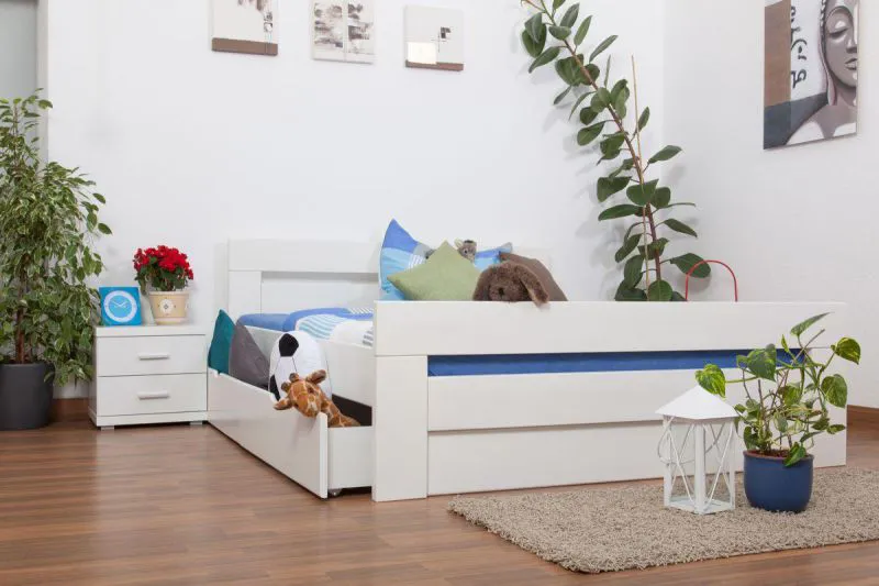 Blanc Hêtre Lit 160 x 200 cm Blanc massif Abbildung