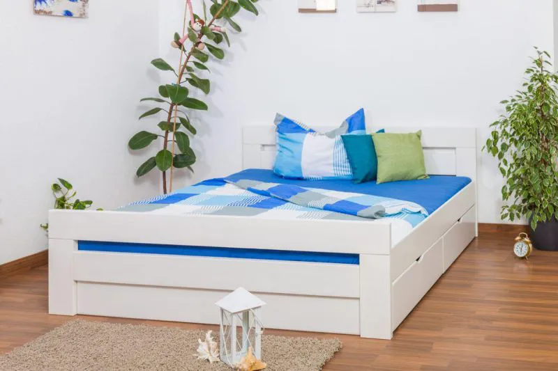 Bois massif Cadre de lit Hêtre 180 x 200 cm Blanc Abbildung
