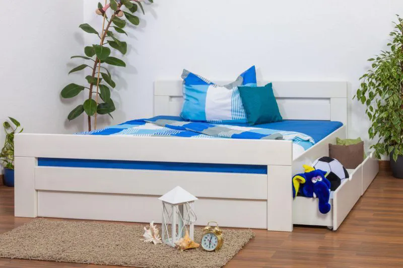 Hêtre Lit avec espace de rangement 180 x 200 cm Blanc Abbildung