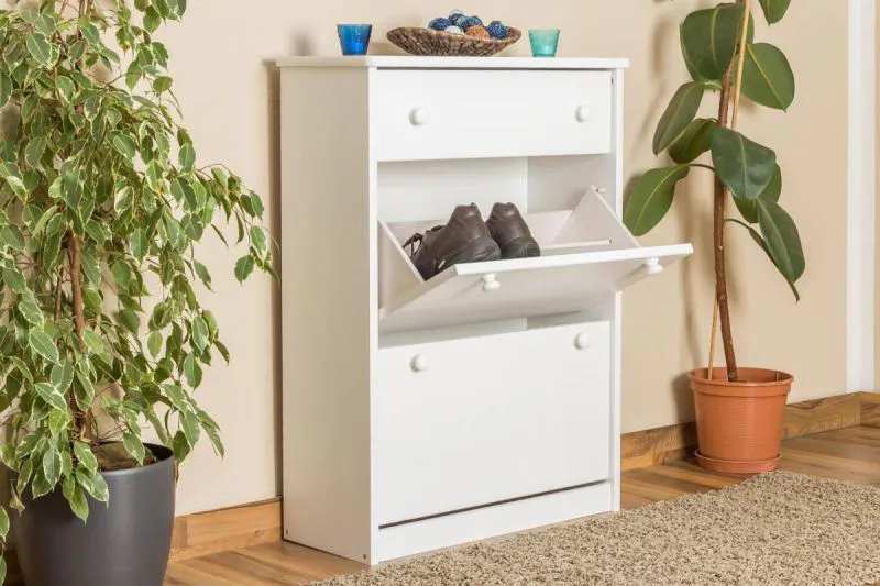 Armoire à chaussures Pin bois massif, Couleur: Blanc 98x72x30 cm Abbildung