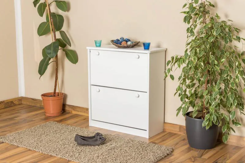 Armoire à chaussures Pin bois massif, Couleur: Blanc 80x72x30 cm Abbildung