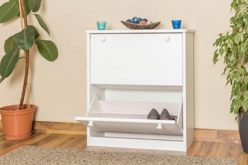 Basculeur de chaussures Pin bois massif, Couleur: Blanc 80x72x30 cm, Armoire à chaussures Commode à chaussures Abbildung