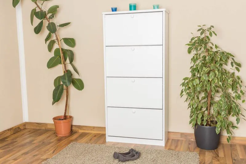 Armoire à chaussures Pin bois massif, Couleur: Blanc 150x72x30 cm Abbildung