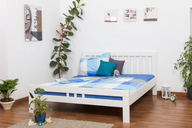 Blanc Hêtre Lit 180 x 200 cm Blanc massif Abbildung
