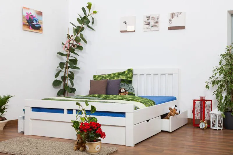 Blanc Hêtre Lit 160 x 200 cm Blanc massif Abbildung
