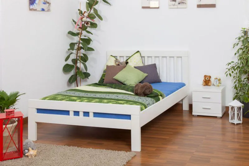 Hêtre Bois massif Lit 140 x 200 cm Blanc Abbildung