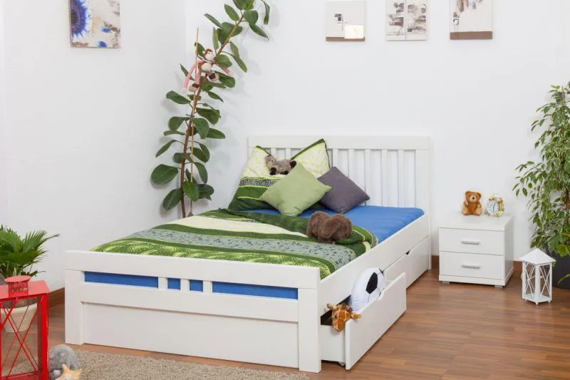 Lit avec espace de rangement Hêtre 140 x 200 cm Blanc Abbildung