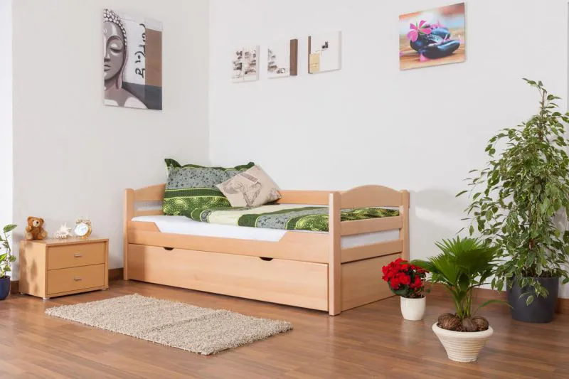 Tiroirs de lit Hêtre 90 x 200 cm Naturel Abbildung