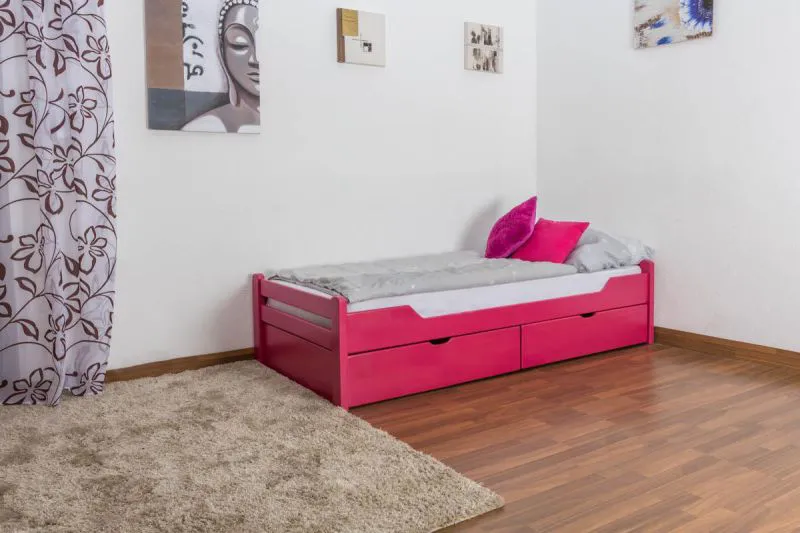 Hêtre Lit avec tiroir 90 x 200 cm Rose Abbildung