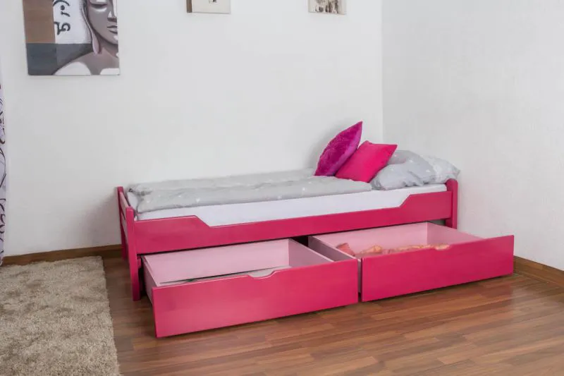 Lit extensible 90 x 200 cm Hêtre Rose avec 2 Tiroir(s) Abbildung