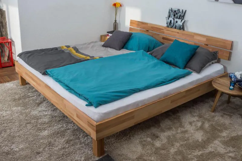 Bois massif Cadre de lit Coeur de Hêtre 200 x 200 cm huilé Abbildung