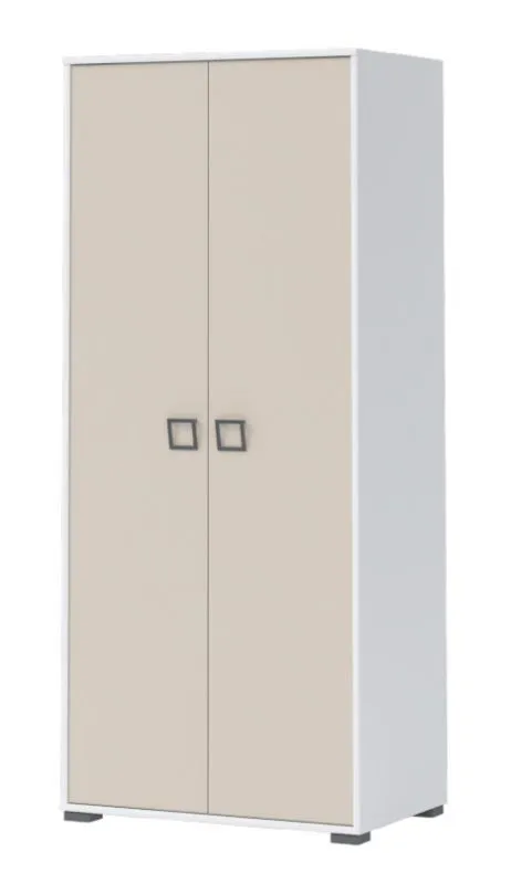 Chambre d'enfant - Armoire à portes battantes / armoire Benjamin 12, couleur : blanc / crème - Dimensions : 198 x 84 x 56 cm (H x L x P)