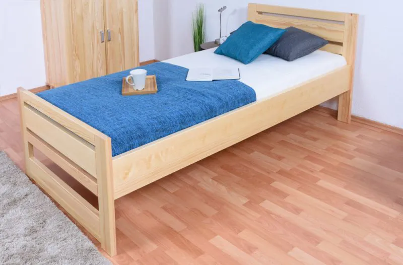 Lit simple / lit d'appoint en bois de pin massif, naturel 72, sommier à lattes inclus - Dimensions 90 x 200 cm