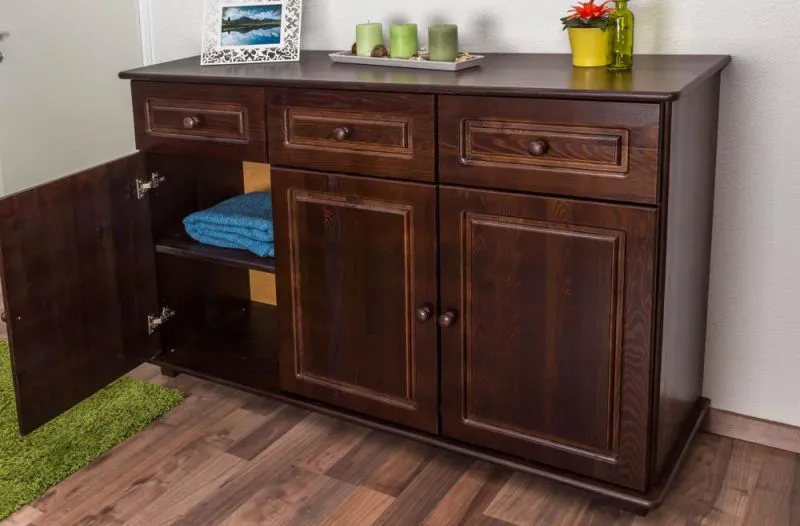 Sideboard, Pin massif, Largeur: 150 cm, Couleur: Noisette Abbildung