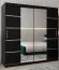 Armoire à portes coulissantes / Penderie Jan 05D avec miroir, Couleur : Noir - Dimensions : 200 x 200 x 62 cm (h x l x p)